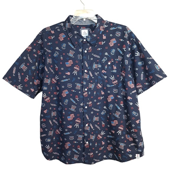Free Planet Men's‎ Short Sleeve Button Down Shirt 3X USA Ptriotic 4th Of July - Picture 1 of 9
